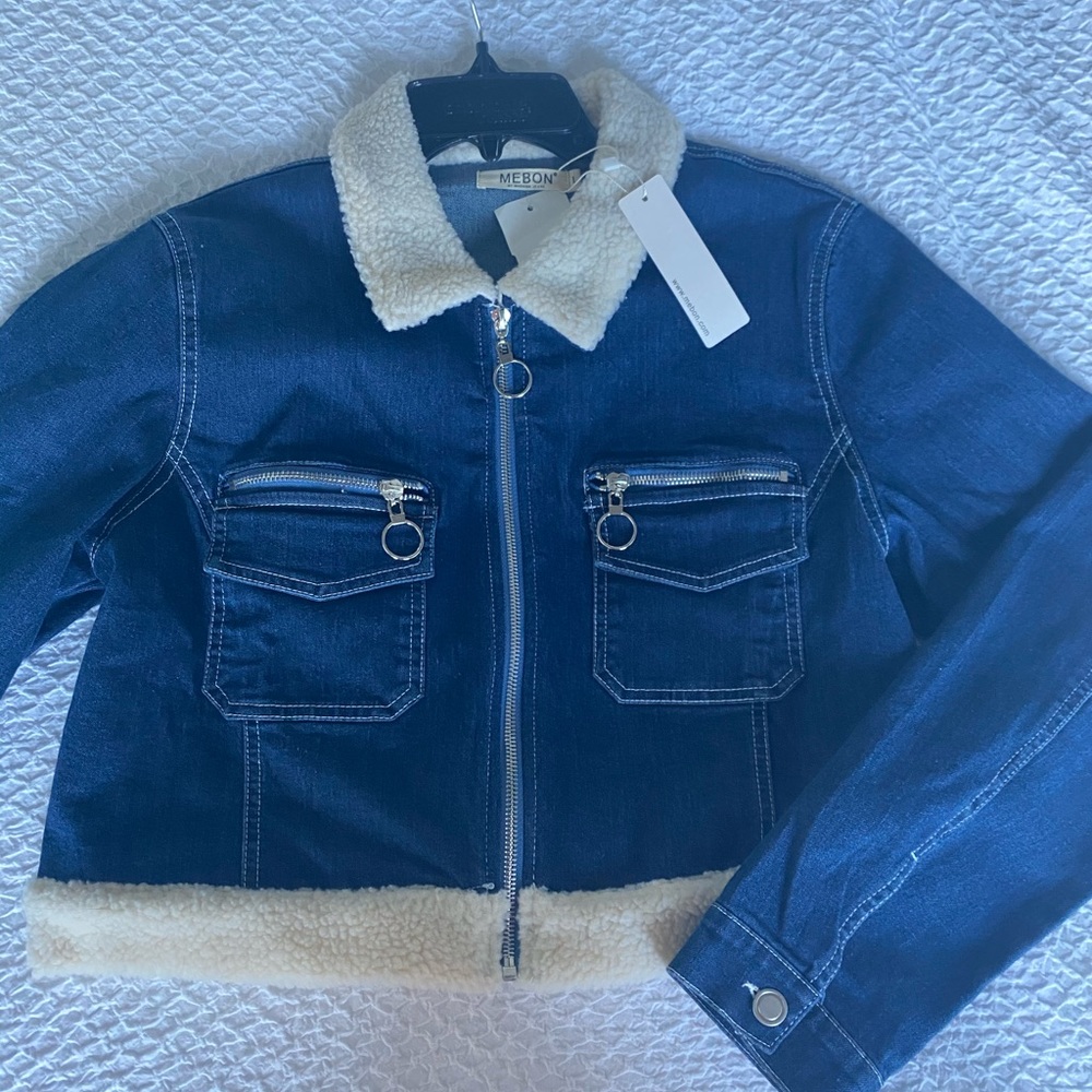 Cropped Jean Jacket with Fur